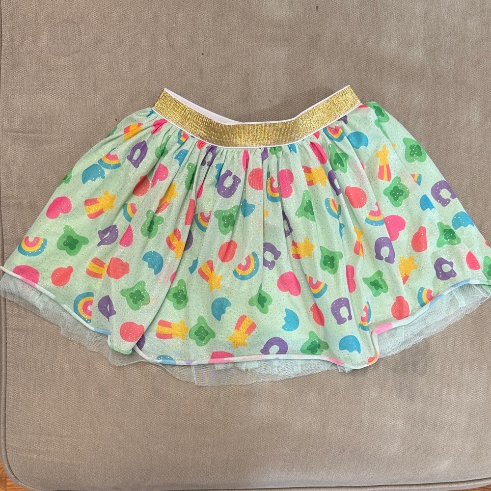 Colorful Patterned Skirt with Gold Waistband